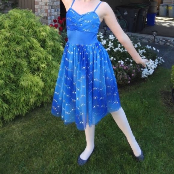 BODY WRAPPER -  SPARKLY BLUE CAMISOLE DANCE DRESS - Picture 1 of 14